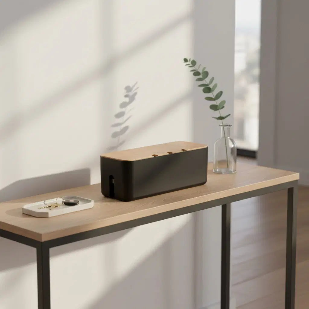 CordNest Desk Reset Kit — bamboo cable management box bundle