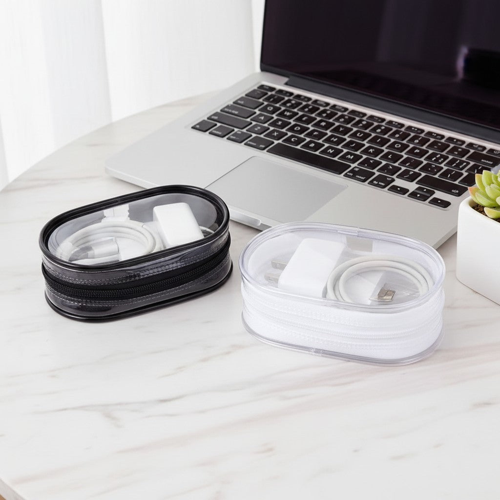 Clear Cable Organiser Case – Transparent Tech Pouch for Cables & Adapters